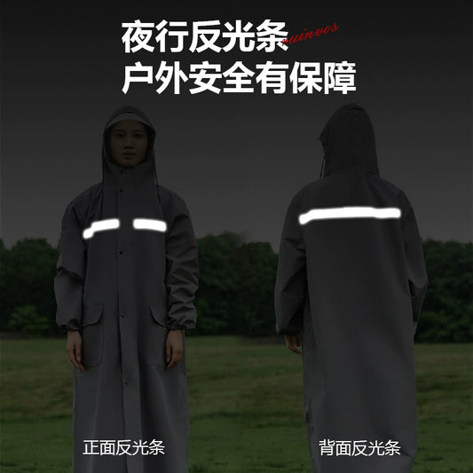 নতুন লম্বা রেইনকোট, ফুল বডি রেইনস্টর্ম ওয়ান-পিস উইন্ডব্রেকার পোঞ্চো 