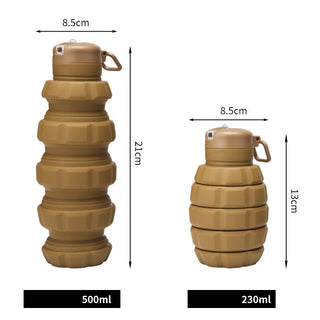 Collapsible Food Grade Silicone Water Bottle 500ml Leakproof Travel Hiking