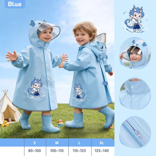 Zhengyu Kids EVA Full-Body Rain Poncho Cute Dinosaur