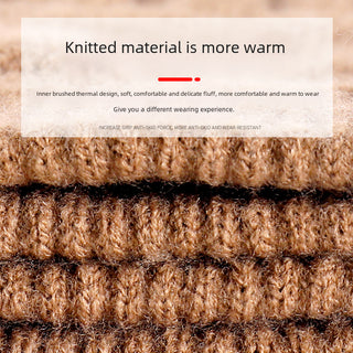 Fleece thickened warm wool knitted winter gloves