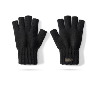 Winter knitted half-finger windproof woolen gloves