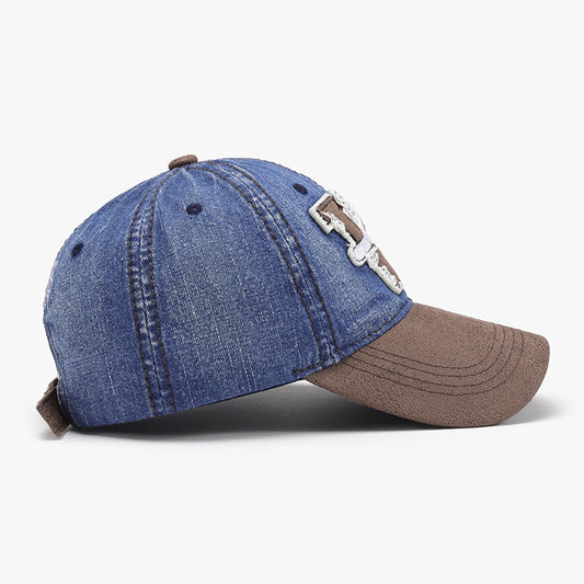 Letter patch color blocking men's and women's versatile breathable soft top baseball cap