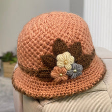 Knitted Female Three-Dimensional Flower Plush Winter Hats