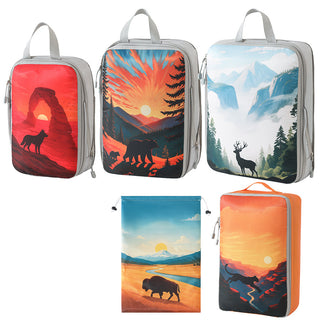 Printed travel pouch compression 5pcs set Travel Storage Bag