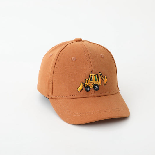 Excavator Flagged Children's Embroidered Baseball Cap for All Seasons