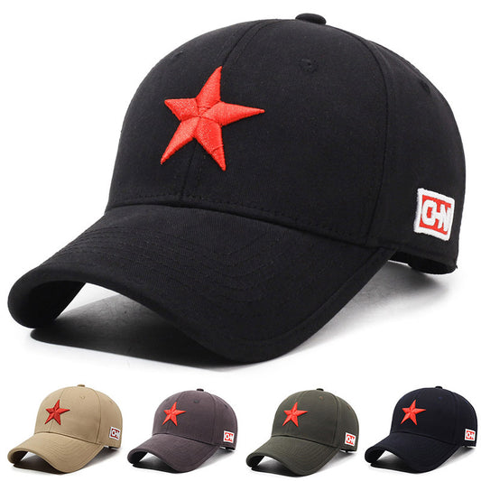 Solid Top Embroidery Style Five-Pointed Star Cap