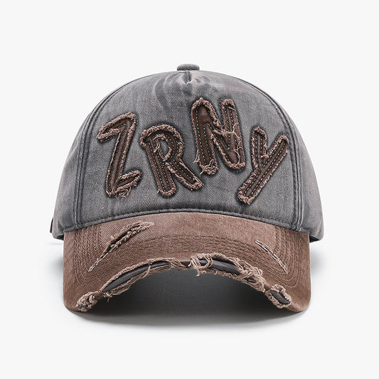 Embroidered patch peaked washed retro cap