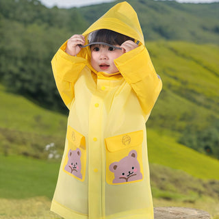 Kids Cartoon Raincoat Waterproof Hooded Poncho With Reflective Strips
