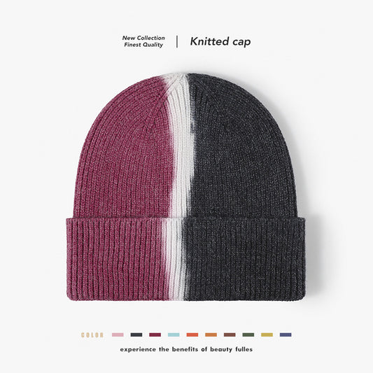 New color-block dyeing knitted beanie