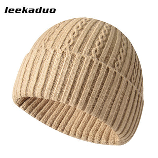 Men's winter casual solid color knitted wool hat