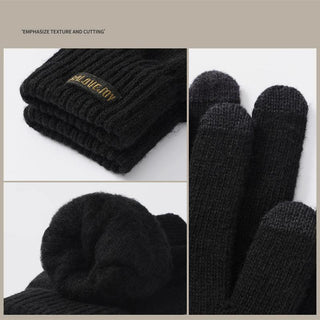 Autumn and Winter velvet cold proof versatile outdoor cycling knitted gloves
