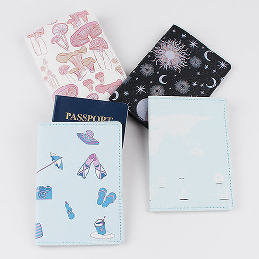 PU leather print Travel Passport Cover Card ID Holder