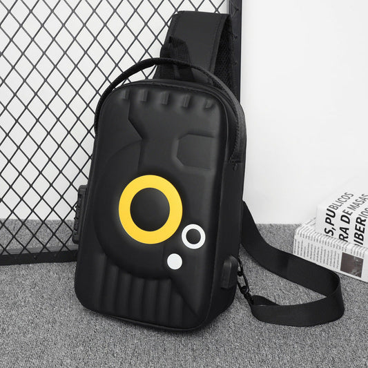 Mens Hard Shell Crossbody Anti-theft Motorcycle Shoulder Bag with Lock