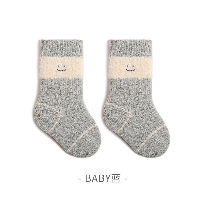 All Seasons Thick Velvet Cute Smiley Design Baby Socks