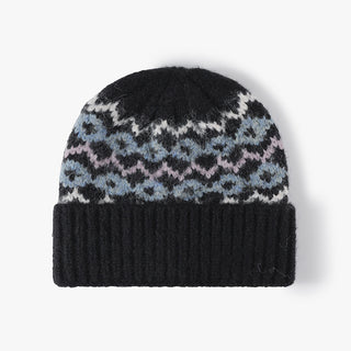 Winter striped jacquard warm thickened knitted outdoor hat