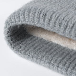 Winter outdoor color-blocked stripes thickened fleece knit versatile hat