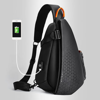 Men's Waterproof Nylon Crossbody Bag Black 13010