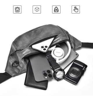 Mens Casual Waist Chest Crossbody Shoulder Bag with Multi-layer Capacity