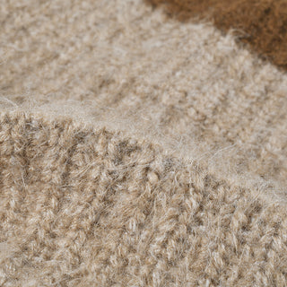 Double cuffed thickened wool color-blocked knitted hats