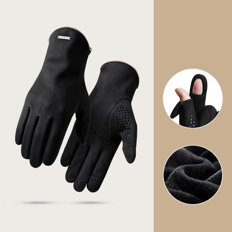 Winter Outdoor Anti Slip inside Wool Suede Velvet Winter Gloves