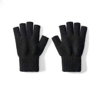 Winter knitted half-finger windproof woolen gloves