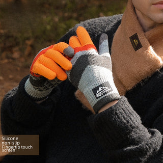 Winter Knitted Warm Fleece Outdoor Cycling Anti Slip Woolen Gloves
