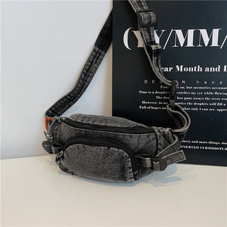 Unisex Trendy Pure Denim Crossbody Large Capacity Chest & Waist Bag