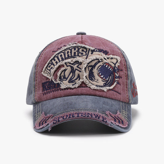 Letter patch embroidered curved brim outdoor men's baseball cap c