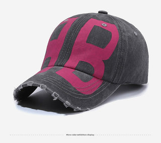 New Versatile Old Wash Denim Soft Top Printed Baseball Cap