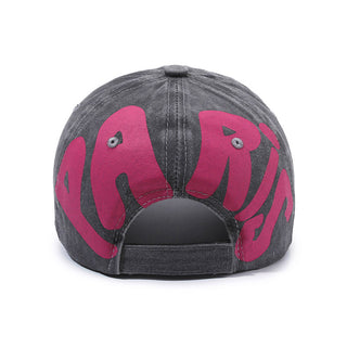 New Versatile Old Wash Denim Soft Top Printed Baseball Cap