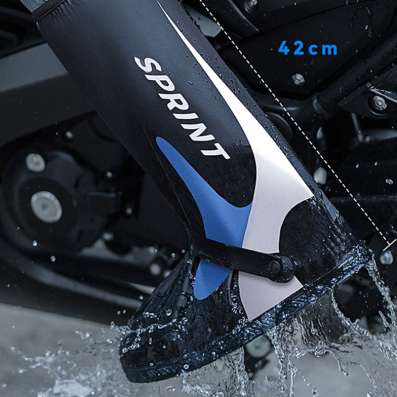 PVC Rain Boots Overshoes Reflective High-Top Waterproof Cycling Blue