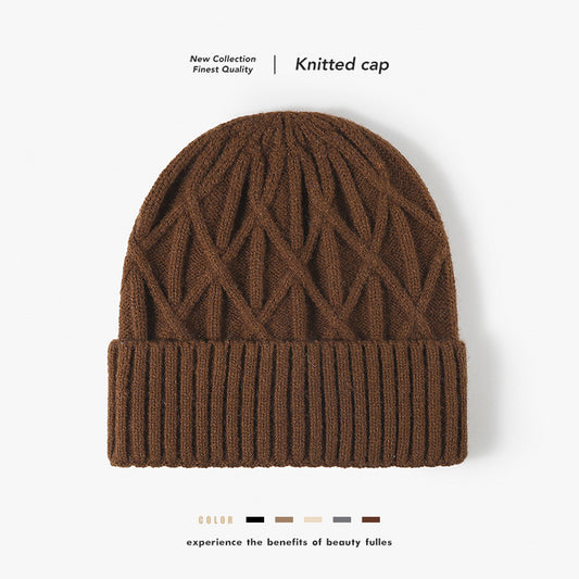 Jacquard warm cold outdoor warm inside fleece beanie
