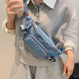 Denim Chest Crossbody Waist Bag Japanese Style