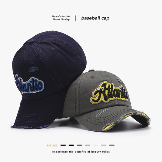Soft top letter embroidery men's washed cap