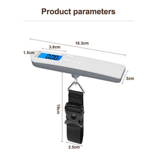 Mini Portable Luggage Scale 50kg Backlit Display Webbing Buckle Grey Blue