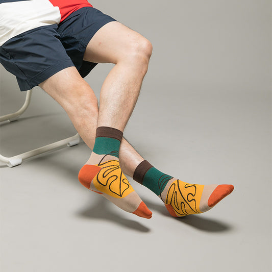 5 Pair set cartoon color trend Autumn and spring socks for men & women