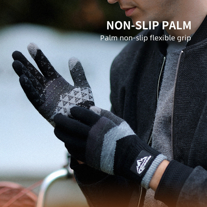 Winter Knitted Warm Fleece Outdoor Cycling Anti Slip Woolen Gloves
