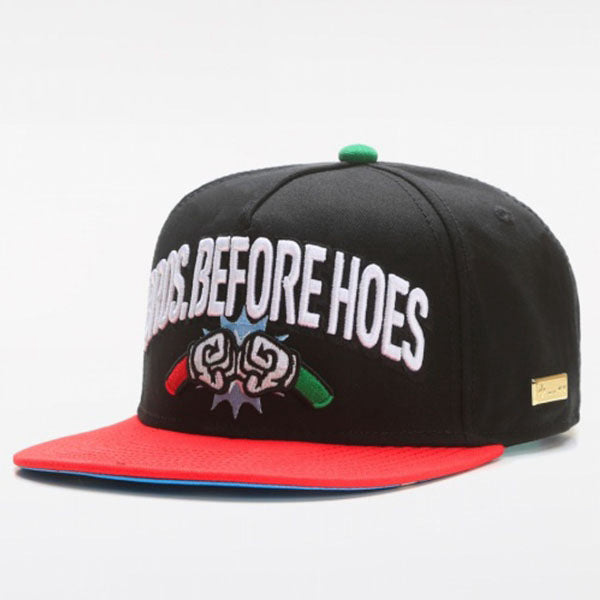 Embroidery metal logo black adult flat brim hat