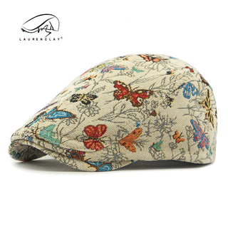 All Season New Butterfly Embroidery Ethnic Style Beret Cap