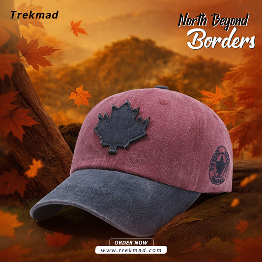 Maple leaf patch washed outdoor cotton baseball cap