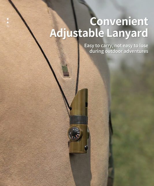 Seven In One Survival Whistle SOS Rescue Compass Thermometer Kit