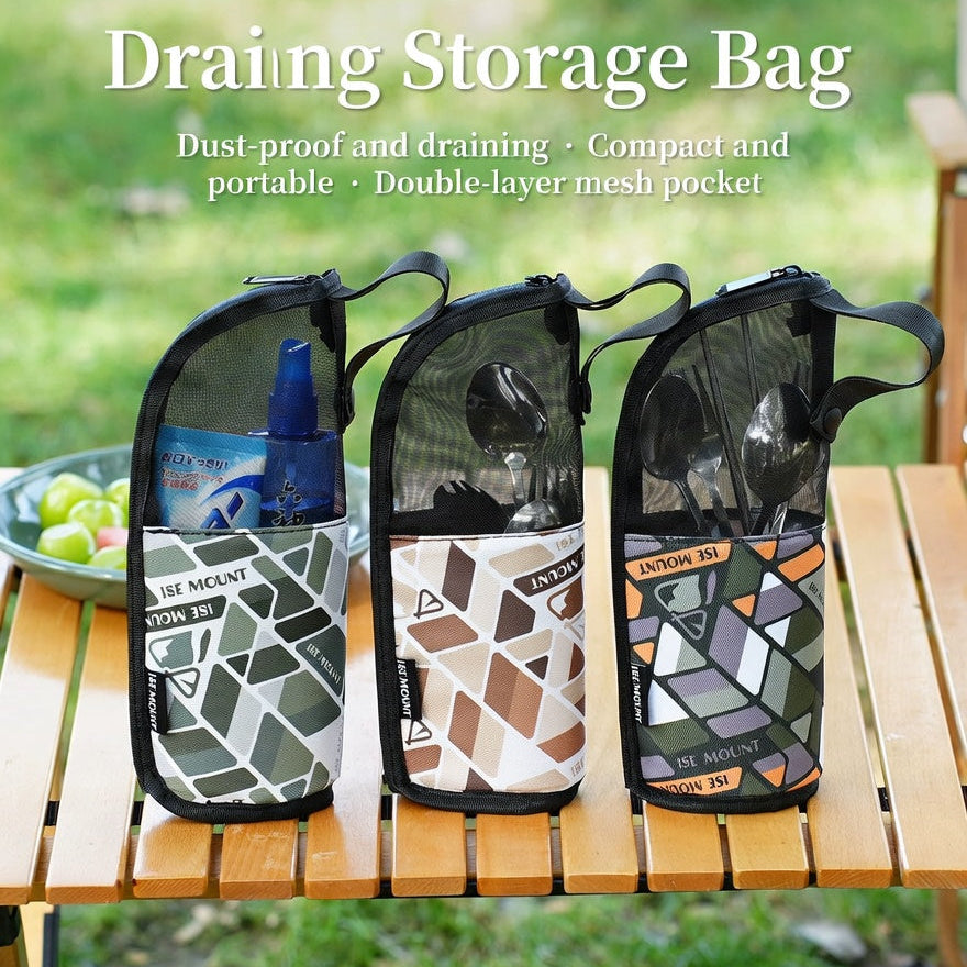ISE MOUNT Portable Tableware Organizer Bag Handheld Drying Rack Camping