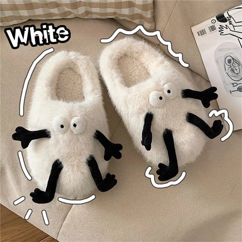 Creative Funny Coal Ball Woolen Non Slip Home Slipper For Women