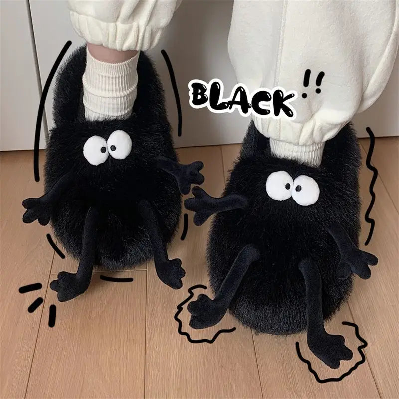 Creative Funny Coal Ball Woolen Non Slip Home Slipper For Women