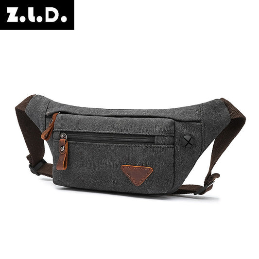ZUOLUNDUO Trendy Retro Style Canvas Waist Shoulder Bag
