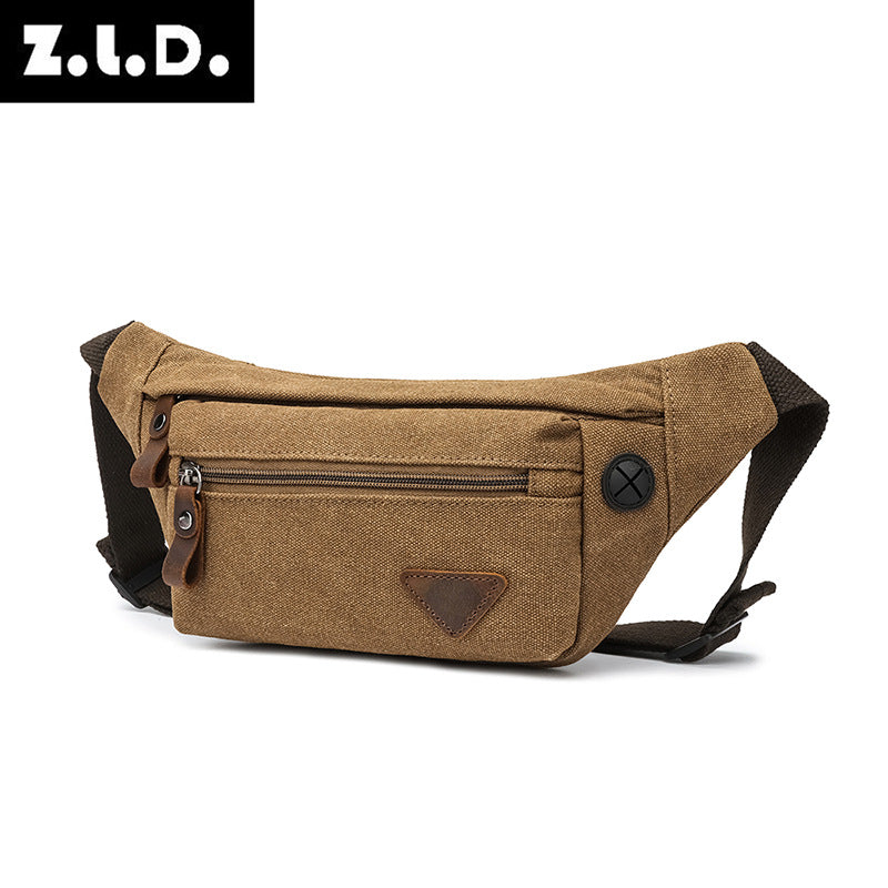 ZUOLUNDUO Trendy Retro Style Canvas Waist Shoulder Bag