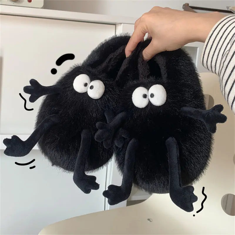 Creative Funny Coal Ball Woolen Non Slip Home Slipper For Women