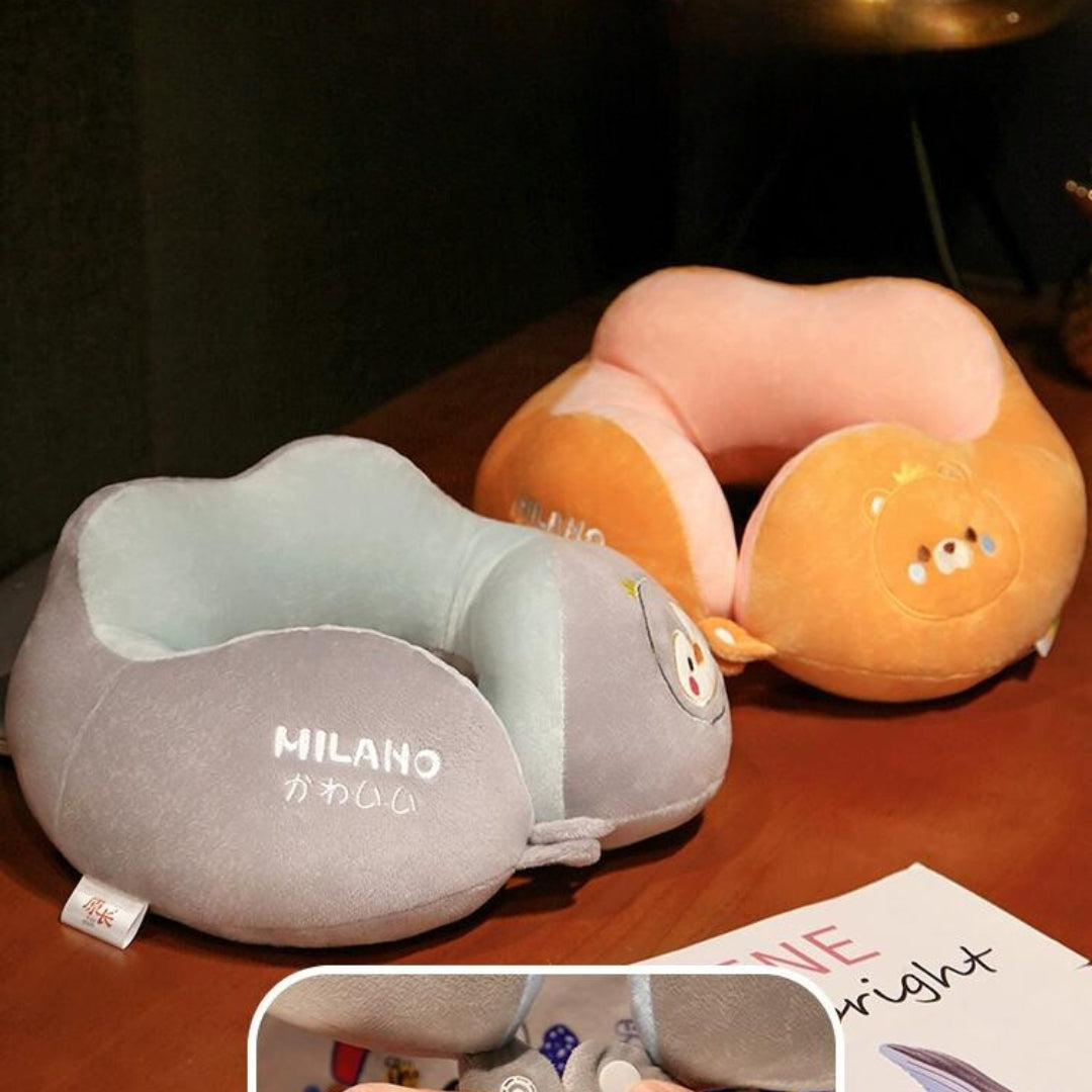 Cute Style Cotton Plush Elastic Portable Neck Pillow For Travel