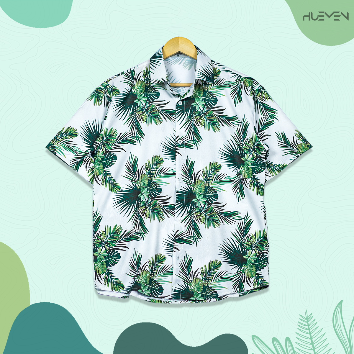 Short Sleeve Hawaii Shirt - White Monstera