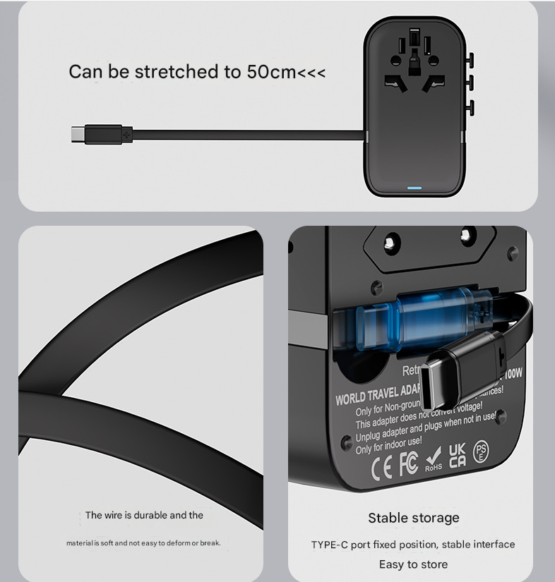 Multifunctional 65W Fast Charging Travel Universal Plug Converter